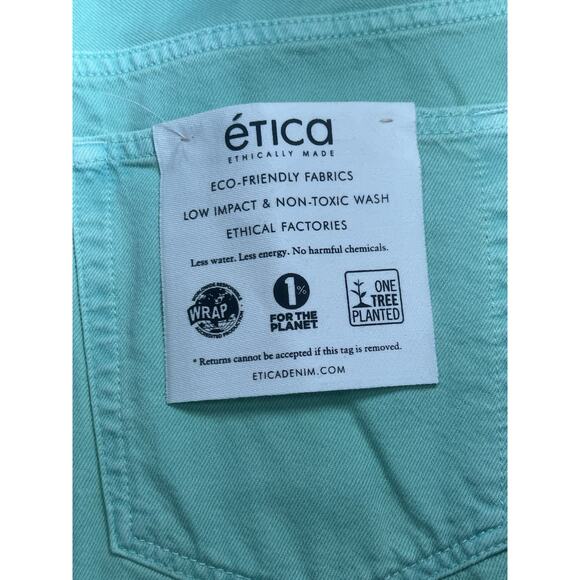 Ética x Anthropologie Jeans 29 AMIS Relaxed Boot Jeans DUSTY AQUA New With Tags - Picture 10 of 10